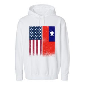 Taiwanese Flag Gift Usa And Taiwan Flags Proud Taiwan Gift Garment-Dyed Fleece Hoodie