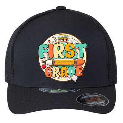 Team First Grade Teacher Student Back To School 1st Grade Gift Flexfit Unipanel Trucker Cap