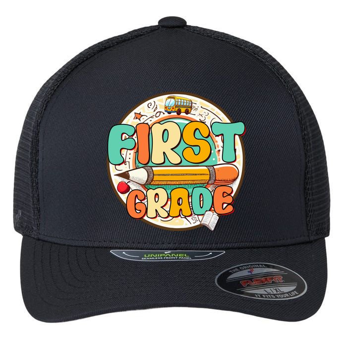 Team First Grade Teacher Student Back To School 1st Grade Gift Flexfit Unipanel Trucker Cap