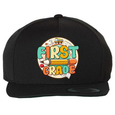 Team First Grade Teacher Student Back To School 1st Grade Gift Wool Snapback Cap