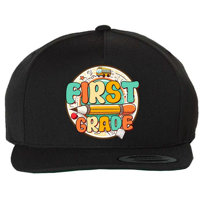 Team First Grade Teacher Student Back To School 1st Grade Gift Wool Snapback Cap