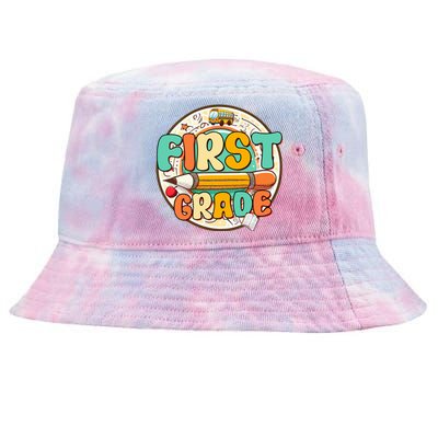 Team First Grade Teacher Student Back To School 1st Grade Gift Tie-Dyed Bucket Hat