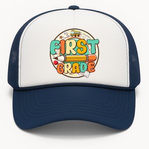 Team First Grade Teacher Student Back To School 1st Grade Gift Trucker Hat