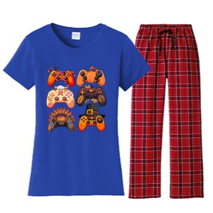 Thanksgiving Fall Gaming Controllers Turkey Funny Gamer Gift Women's Flannel Pajama Set