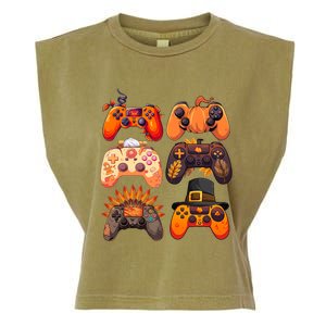 Thanksgiving Fall Gaming Controllers Turkey Funny Gamer Gift Garment-Dyed Women's Muscle Tee