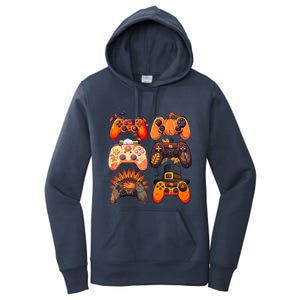 Thanksgiving Fall Gaming Controllers Turkey Funny Gamer Gift Women's Pullover Hoodie