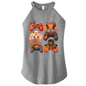 Thanksgiving Fall Gaming Controllers Turkey Funny Gamer Gift Women's Perfect Tri Rocker Tank