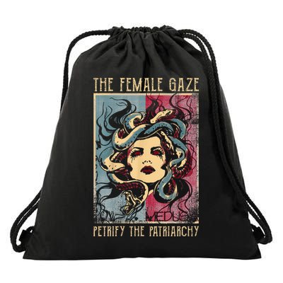 The Female Gaze Petrify The Patriarchy Medusa Drawstring Bag