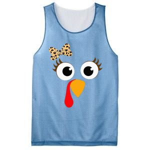 Turkey Face Girl Leopard Bow Thanksgiving Turkey Mesh Reversible Basketball Jersey Tank