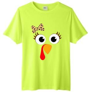 Turkey Face Girl Leopard Bow Thanksgiving Turkey Tall Fusion ChromaSoft Performance T-Shirt