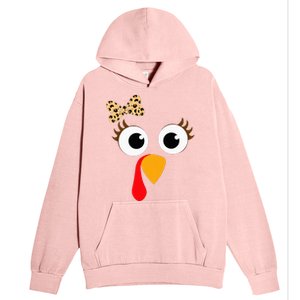 Turkey Face Girl Leopard Bow Thanksgiving Turkey Urban Pullover Hoodie