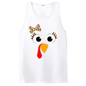 Turkey Face Girl Leopard Bow Thanksgiving Turkey PosiCharge Competitor Tank