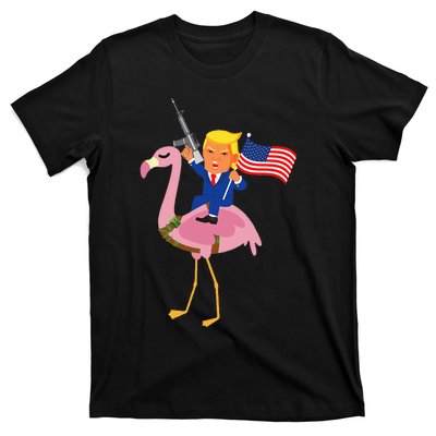 Trump Flamingo Gun Merica 2024 Election Maga Republican T-Shirt