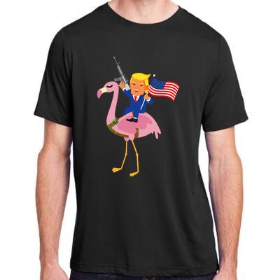 Trump Flamingo Gun Merica 2024 Election Maga Republican Adult ChromaSoft Performance T-Shirt