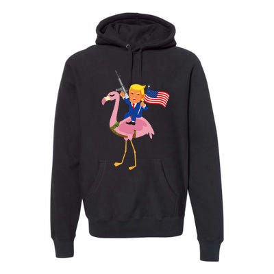 Trump Flamingo Gun Merica 2024 Election Maga Republican Premium Hoodie