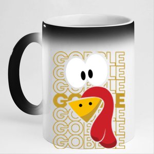 Turkey Face Gobble Gobble Gift 11oz Black Color Changing Mug