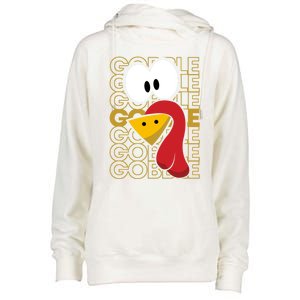 Turkey Face Gobble Gobble Gift Womens Funnel Neck Pullover Hood