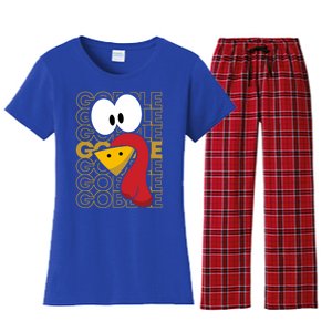 Turkey Face Gobble Gobble Gift Women's Flannel Pajama Set