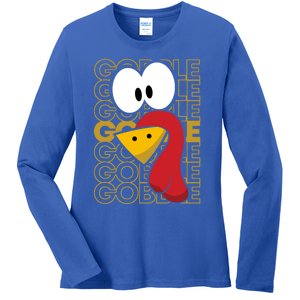 Turkey Face Gobble Gobble Gift Ladies Long Sleeve Shirt