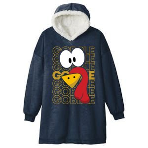 Turkey Face Gobble Gobble Gift Hooded Wearable Blanket