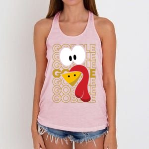 Turkey Face Gobble Gobble Gift Women's Knotted Racerback Tank