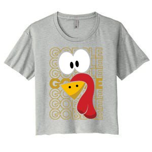 Turkey Face Gobble Gobble Gift Women's Crop Top Tee