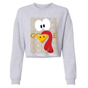 Turkey Face Gobble Gobble Gift Cropped Pullover Crew