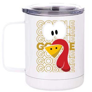 Turkey Face Gobble Gobble Gift 12 oz Stainless Steel Tumbler Cup