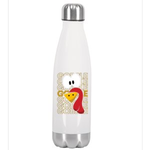 Turkey Face Gobble Gobble Gift Stainless Steel Insulated Water Bottle