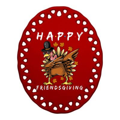 Turkey Friends Giving Happy Friendsgiving Funny Thanksgiving Ceramic Oval Ornament