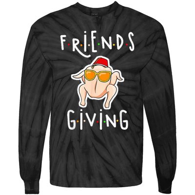 Turkey Friends Giving Happy Friendsgiving Tie-Dye Long Sleeve Shirt