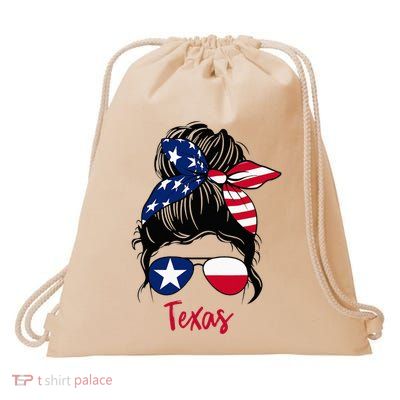 Texas Flag Girl Texas Flag State Girlfriend Messy Bun Drawstring Bag