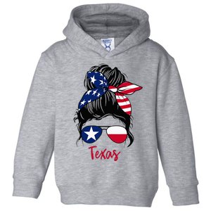 Texas Flag Girl Texas Flag State Girlfriend Messy Bun Toddler Hoodie