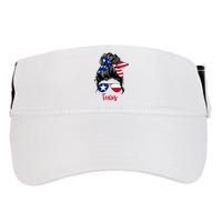 Texas Flag Girl Texas Flag State Girlfriend Messy Bun Adult Drive Performance Visor