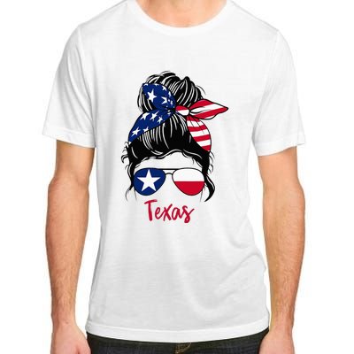 Texas Flag Girl Texas Flag State Girlfriend Messy Bun Adult ChromaSoft Performance T-Shirt