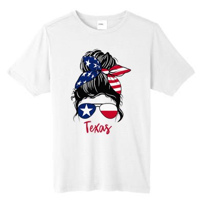 Texas Flag Girl Texas Flag State Girlfriend Messy Bun Tall Fusion ChromaSoft Performance T-Shirt