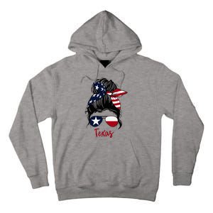 Texas Flag Girl Texas Flag State Girlfriend Messy Bun Tall Hoodie