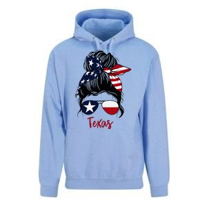 Texas Flag Girl Texas Flag State Girlfriend Messy Bun Unisex Surf Hoodie