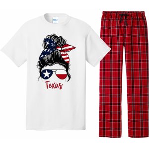 Texas Flag Girl Texas Flag State Girlfriend Messy Bun Pajama Set