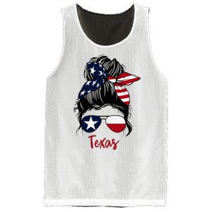 Texas Flag Girl Texas Flag State Girlfriend Messy Bun Mesh Reversible Basketball Jersey Tank