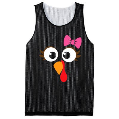 Turkey Face Girl Pink Bow Thanksgiving Gift Mesh Reversible Basketball Jersey Tank