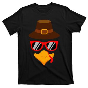 Turkey Face Glasses Thanksgiving T-Shirt