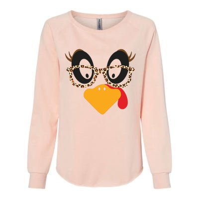 Turkey Face Glasses Turkey Thanksgiving Womens California Wash Sweatshirt