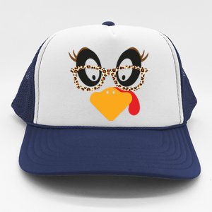 Turkey Face Glasses Turkey Thanksgiving Trucker Hat