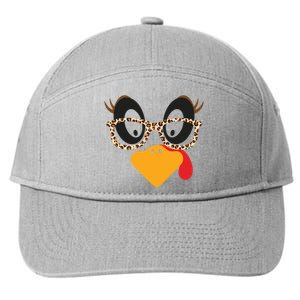 Turkey Face Glasses Turkey Thanksgiving 7-Panel Snapback Hat