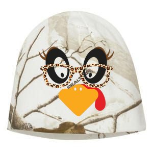 Turkey Face Glasses Turkey Thanksgiving Kati - Camo Knit Beanie