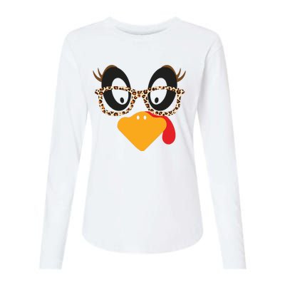 Turkey Face Glasses Turkey Thanksgiving Womens Cotton Relaxed Long Sleeve T-Shirt