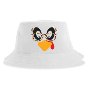 Turkey Face Glasses Turkey Thanksgiving Sustainable Bucket Hat