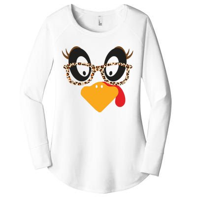 Turkey Face Glasses Turkey Thanksgiving Women's Perfect Tri Tunic Long Sleeve Shirt