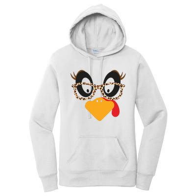 Turkey Face Glasses Turkey Thanksgiving Women's Pullover Hoodie